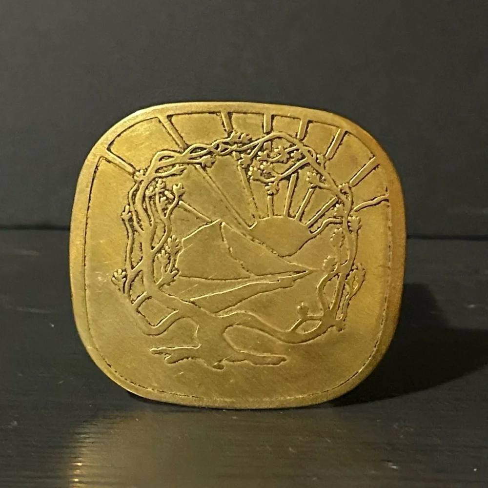 Solid 1970’s Brass Tree of Life Belt Buckle